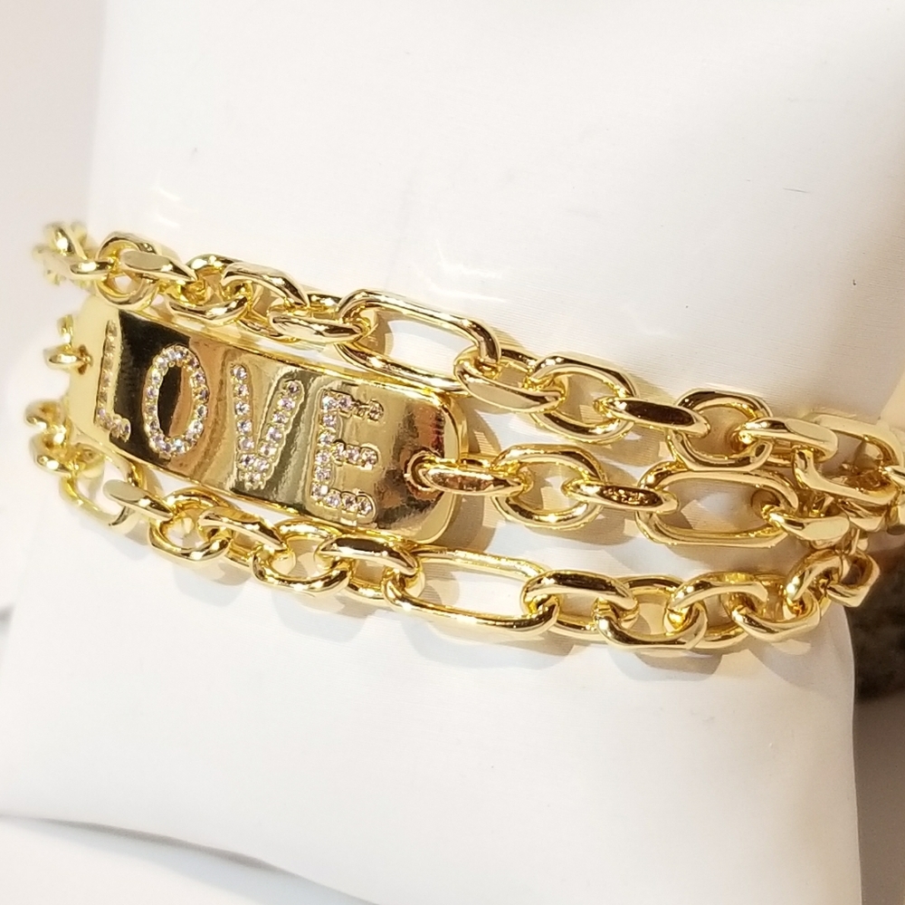 NEW Gold Love Choker Bracelet Necklace - Picture 6 of 11